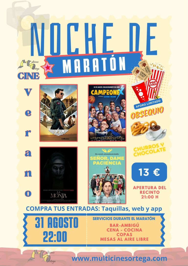 Puertollano: Cuatro películas se proyectarán el sábado en «La noche de maratón» en el cine de verano Ortega