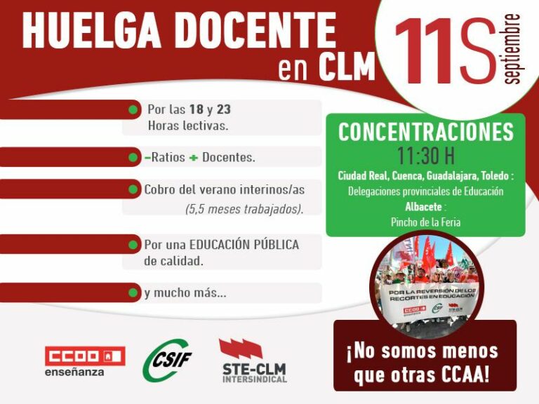 El profesorado castellanomanchego da comienzo al curso 2024-2025 con una movilización en Ciudad Real