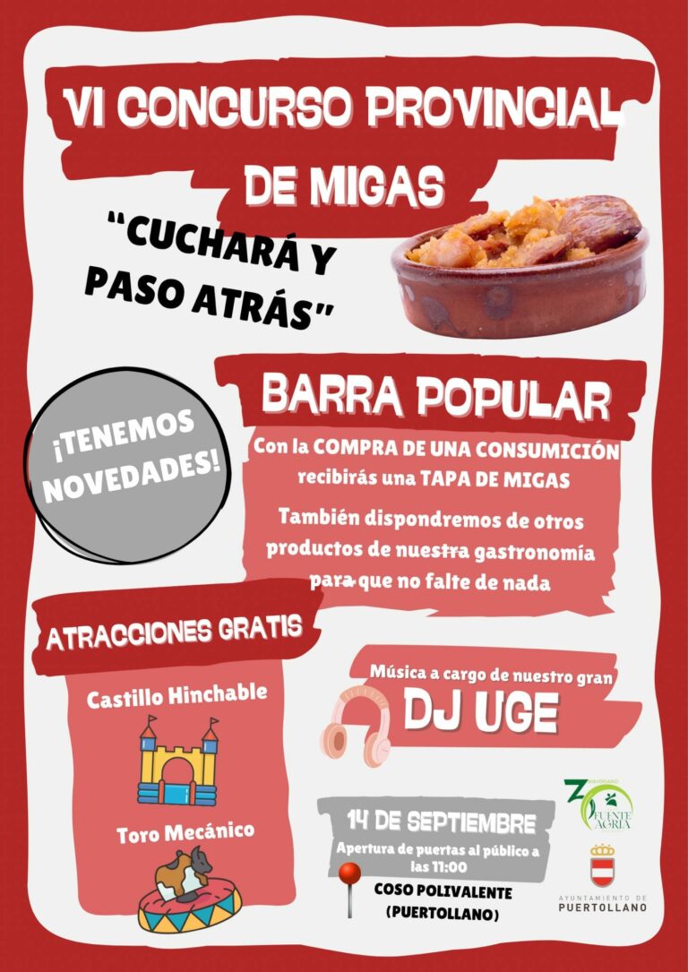 Puertollano: Migas para todos, música y atracciones infantiles en el concurso «Cuchara y paso atrás»