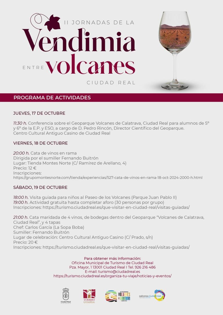 Las II Jornadas de la Vendimia «Entre Volcanes» traen numerosas actividades a Ciudad Real