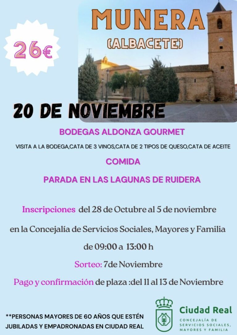 Servicios Sociales, Mayores y Familia organiza un viaje a Munera