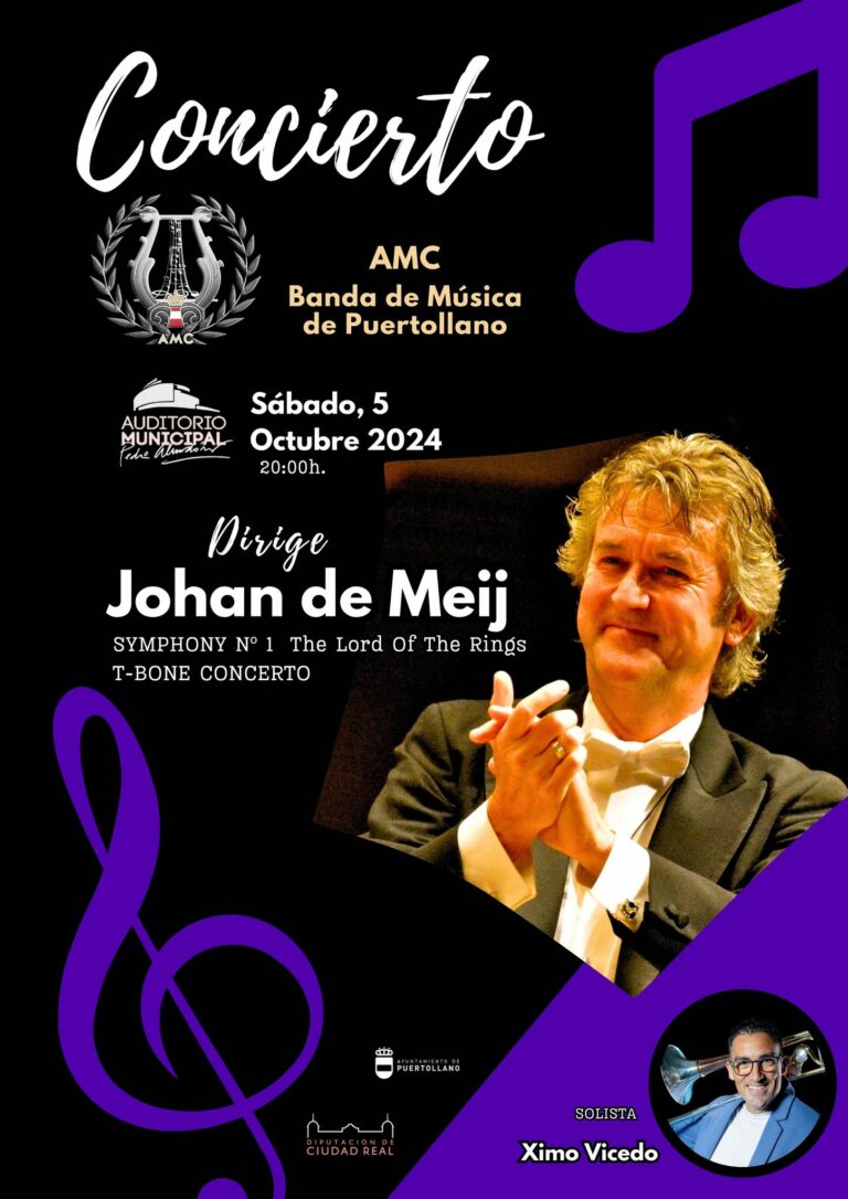 El prestigioso director Johan de Meij dirigirá este sábado a la AMC Banda de Música de Puertollano