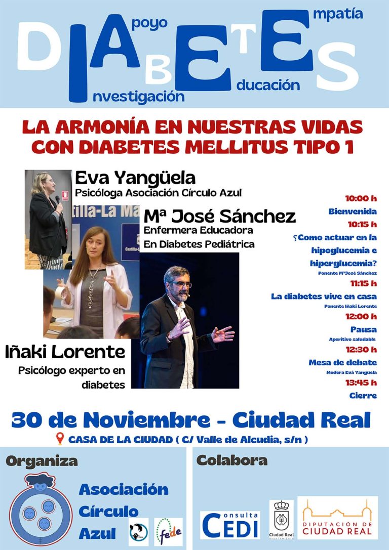 La Asociación Círculo Azul organiza este sábado en Ciudad Real la primera jornada sobre el cuidado de personas con diabetes