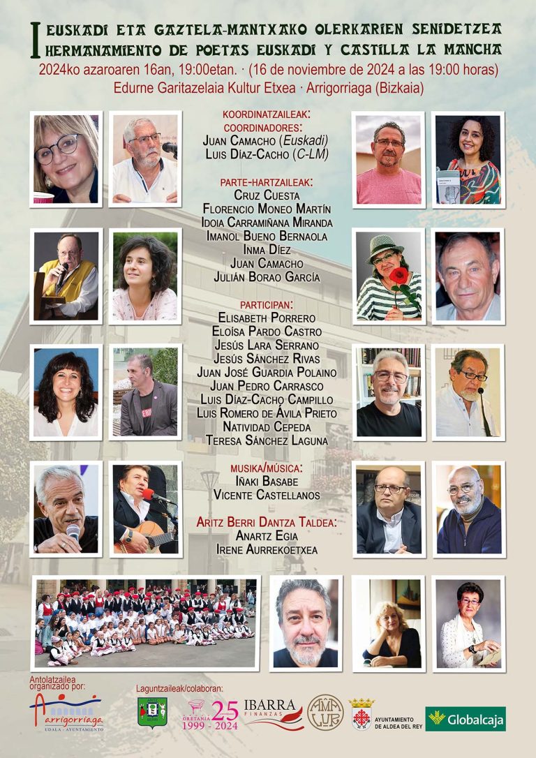 Todo a punto para la celebración del I Hermanamiento de poetas de Euskadi y Castilla La Mancha en la localidad de Arrigorriaga (Bizkaia)