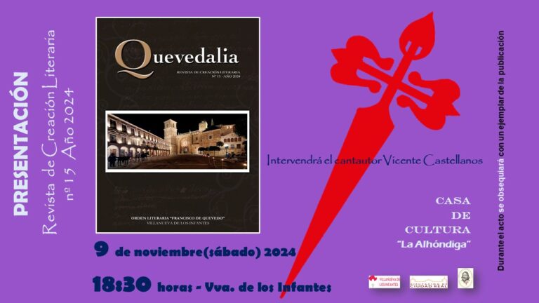 La Alhóndiga de Villanueva de los Infantes acogerá la presentación del número XV de «Quevedalia»