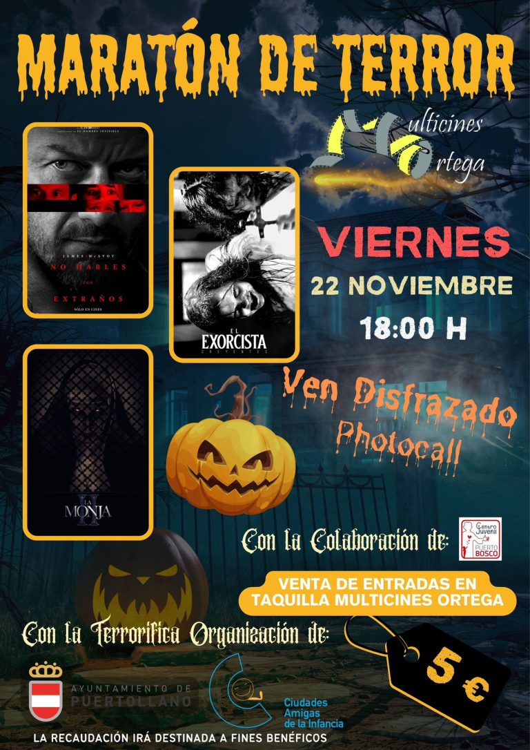 Multicines Ortega de Puertollano celebrará el 22 de noviembre su maratón de cine de terror