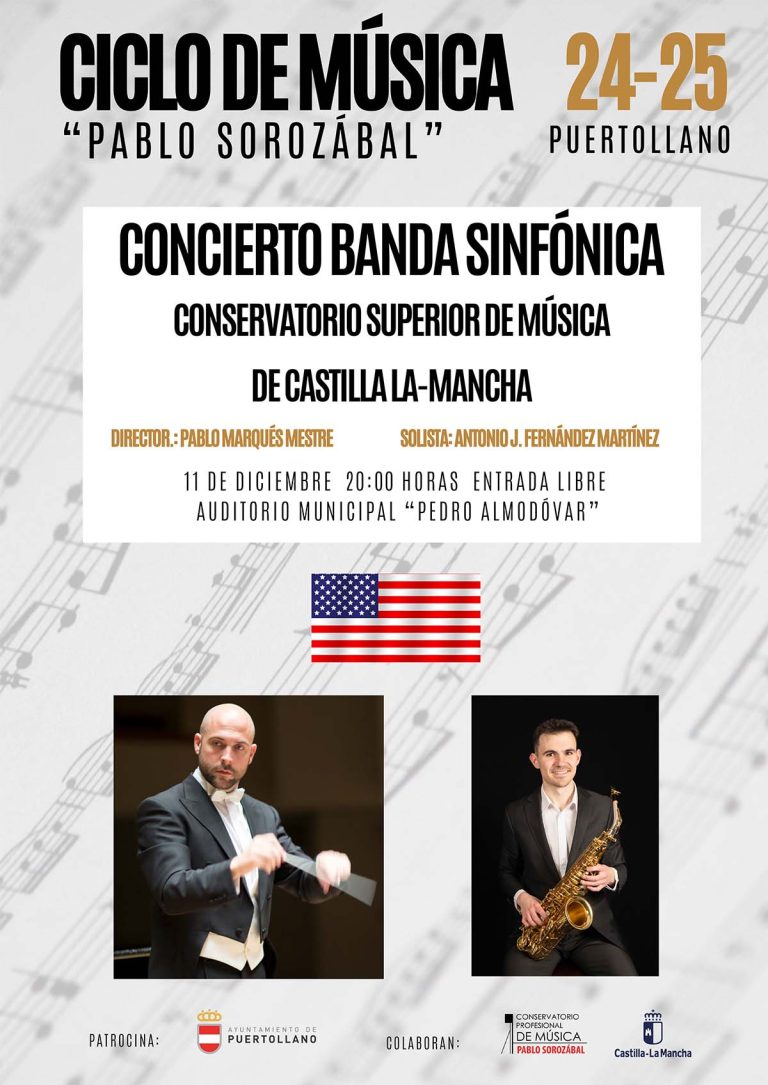 La Banda Sinfónica del Conservatorio Superior de Música de Castilla–La Mancha actúa este miércoles en el Auditorio de Puertollano