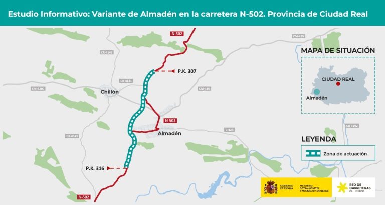 Transportes licita la redacción del Estudio Informativo de la Variante de Almadén en la N-502