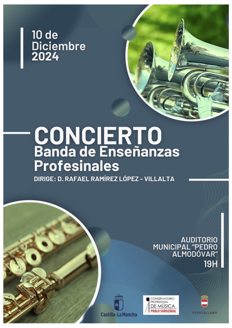 La Banda de Enseñanzas Profesionales del Conservatorio Profesional de Música de Puertollano ofrece un concierto este martes