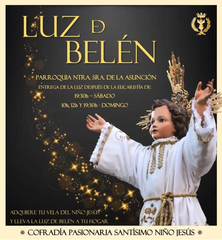 La Cofradía del Santísimo Niño Jesús entrega la Luz de Belén este fin de semana en la Parroquia de la Asunción