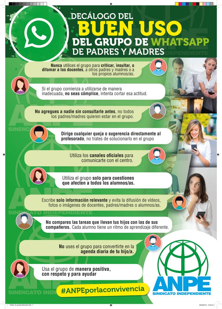 ANPE pide a padres y madres de alumnos un uso responsable de los grupos de WhatsApp y respeto al profesorado