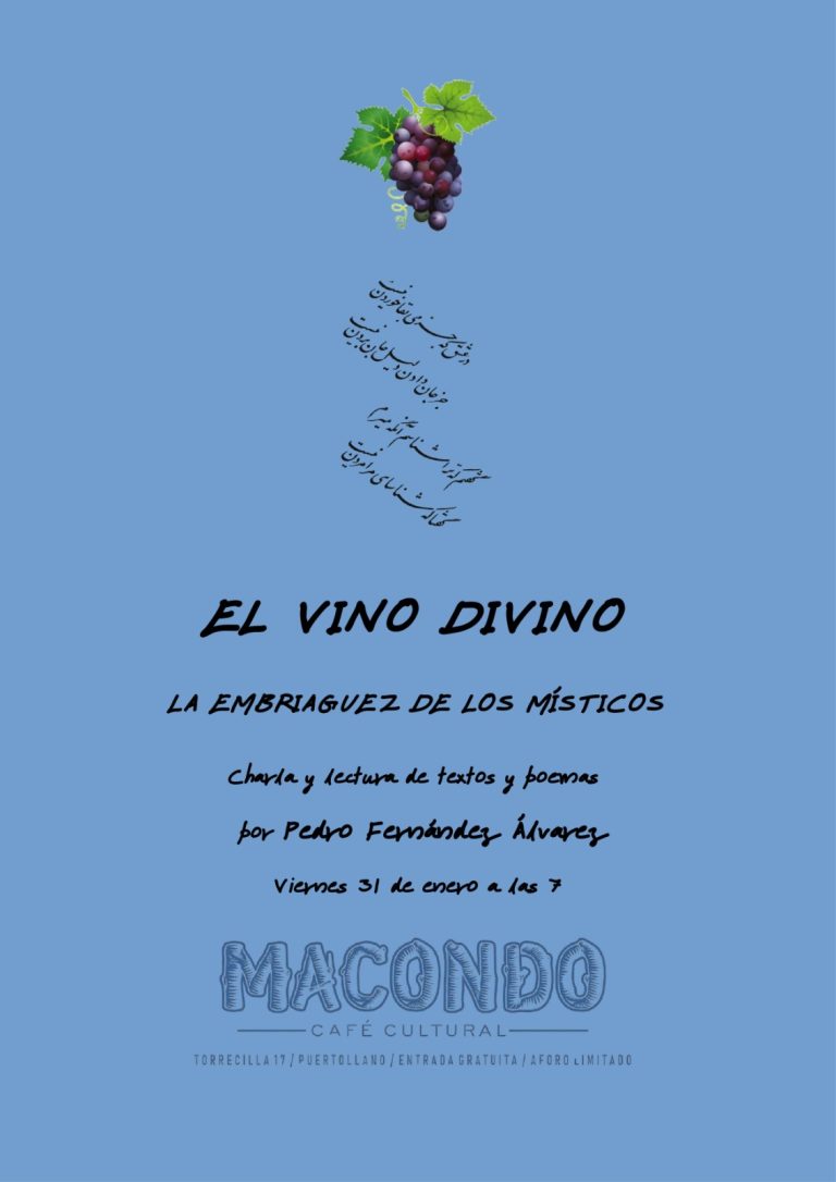 El Café Cultural Macondo de Puertollano acogerá este viernes la charla del filósofo y antropólogo Pedro Fernández Álvarez sobre “El vino divino. La embriaguez de los místicos”