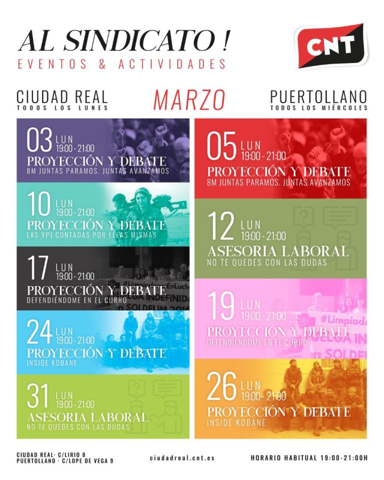 CNT desarrollará en marzo diversas actividades en Ciudad Real y Puertollano