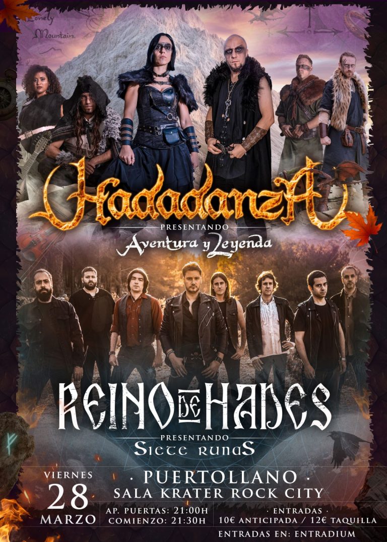 Hadadanza y Reino de Hades ofrecerán su potente folk metal en la Sala Krater Rock de Puertollano