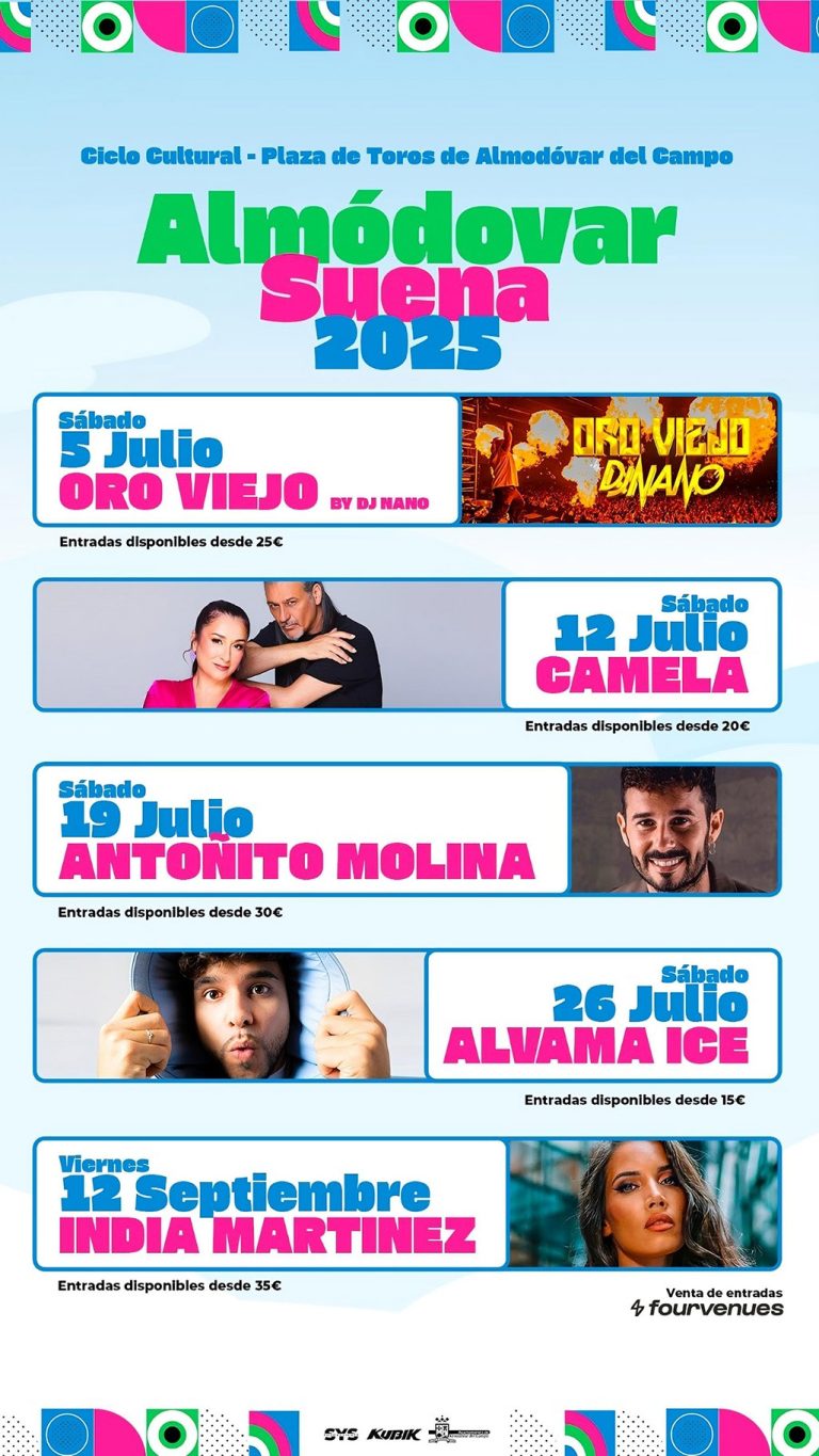 India Martínez, Camela, Antoñito Molina y DJ Nano protagonizarán el verano de conciertos en Almodóvar del Campo
