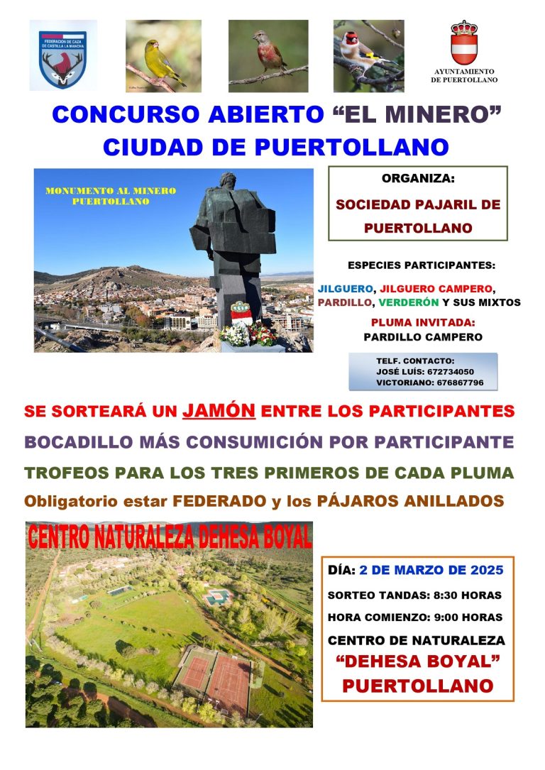 Puertollano: La Sociedad Pajaril celebrará el domingo el concurso «El Minero» en la Dehesa Boyal