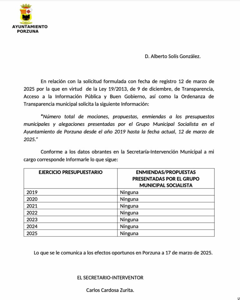 El PSOE de Javier Francia: siete años cobrando sin presentar ni una sola propuesta para Porzuna