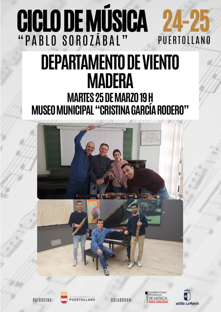 El Departamento de Viento Madera del “Pablo Sorozábal” de Puertollano ofrece un concierto este martes
