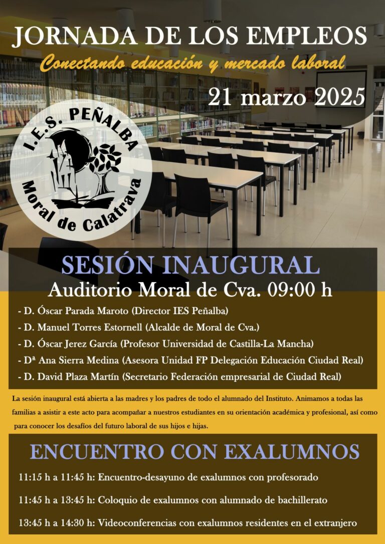 El IES Peñalba de Moral de Calatrava celebra este viernes la «Jornada de los empleos»
