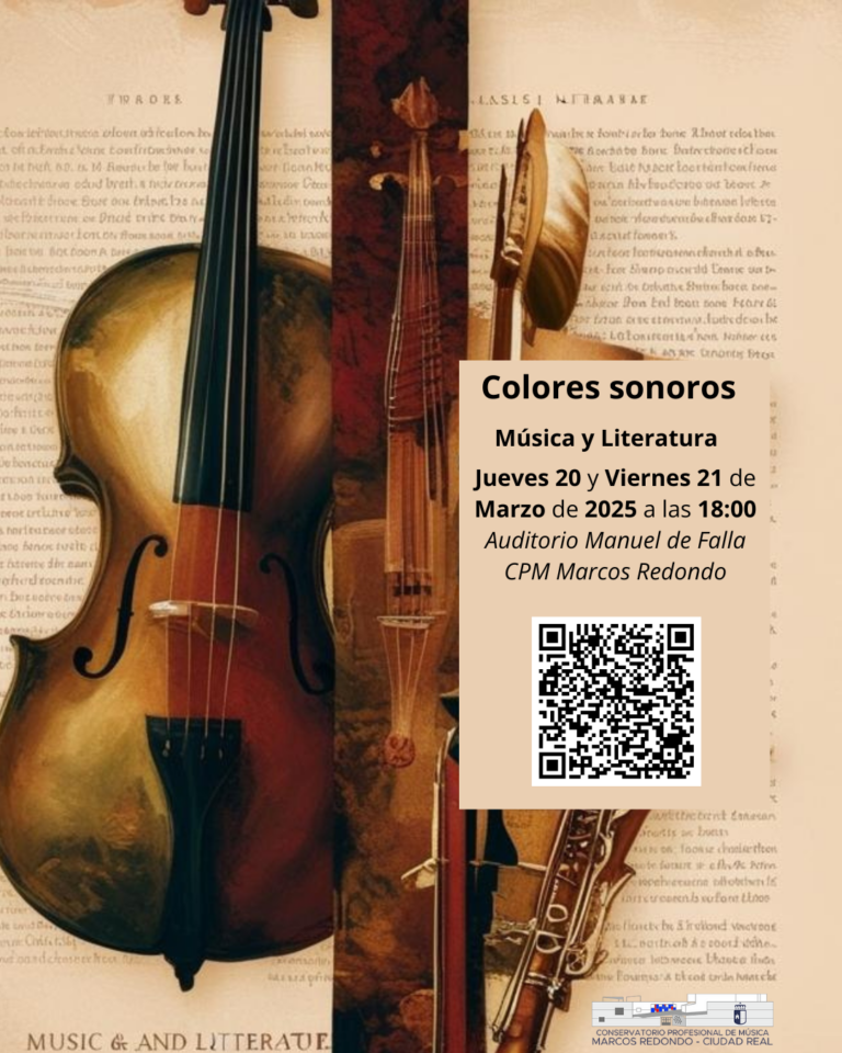 El Conservatorio Marcos Redondo de Ciudad Real acogerá los conciertos «Colores Sonoros: Música y Literatura»