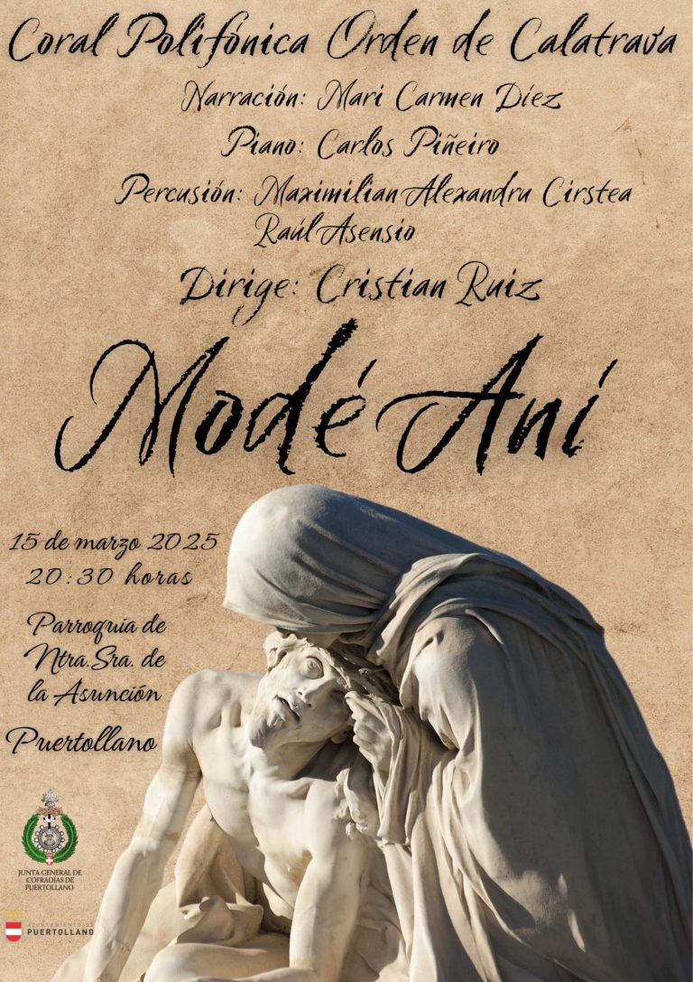 El concierto sacro «Modé Aní» de la Coral Polifónica «Orden de Calatrava» inaugura este sábado el calendario cuaresmal de Puertollano