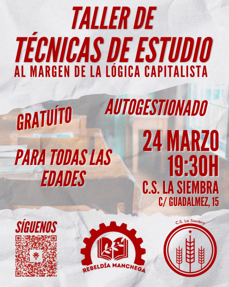 Rebeldía Manchega organiza un taller de técnicas de estudio accesible y gratuito