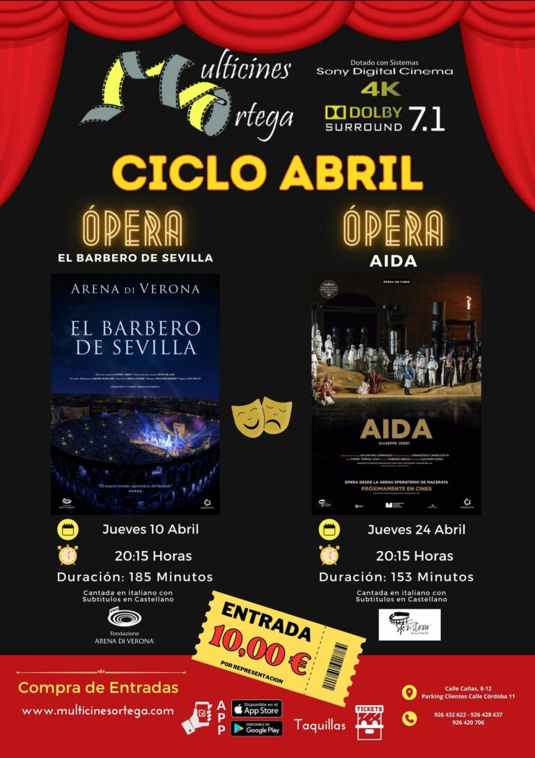 Multicines Ortega de Puertollano proyectará en abril «El barbero de Sevilla» y «Aida»