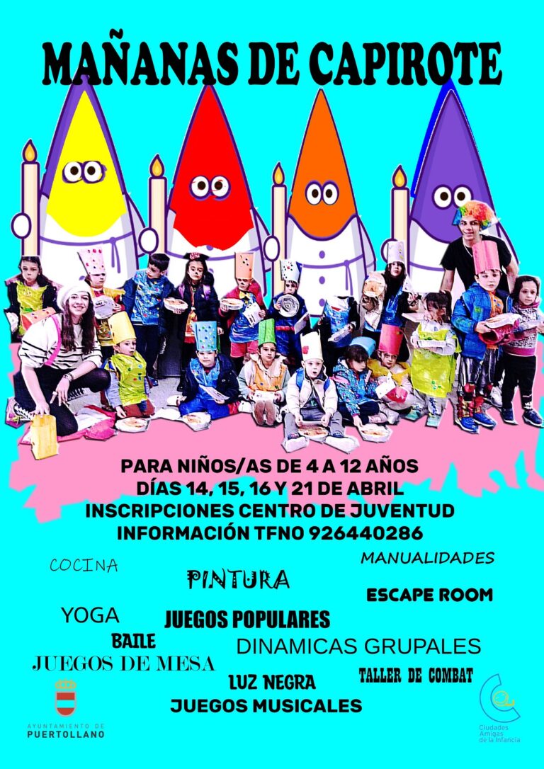 Puertollano: Juventud e Infancia abre la inscripción de los talleres escolares «Mañana de Capirote» en vacaciones de Semana Santa