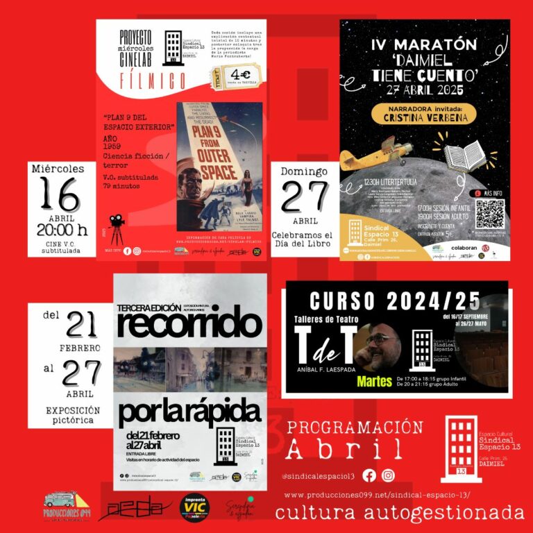 Cine, Maratón Daimiel tiene Cuento y exposición pictórica para abril en Sindical Espacio 13