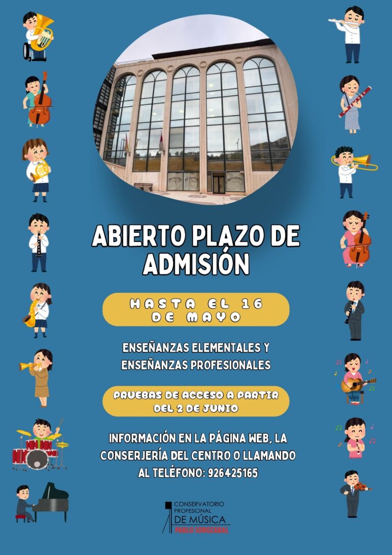 El Conservatorio de Música de Puertollano abre hasta el 16 de mayo el plazo de admisión