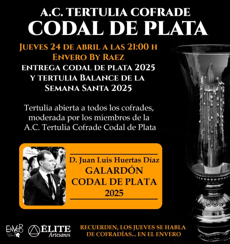 La Tertulia Cofrade Codal de Plata entrega su galardón 2025 a Juan Luis Huertas Díaz
