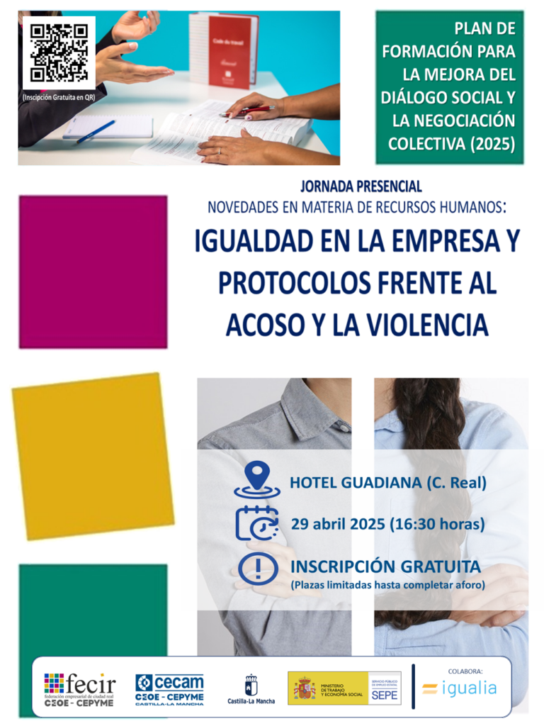 FECIR y CECAM organizan, el 29 de abril, la Jornada gratuita ‘Igualdad en la empresa y protocolos frente al acoso y la violencia’
