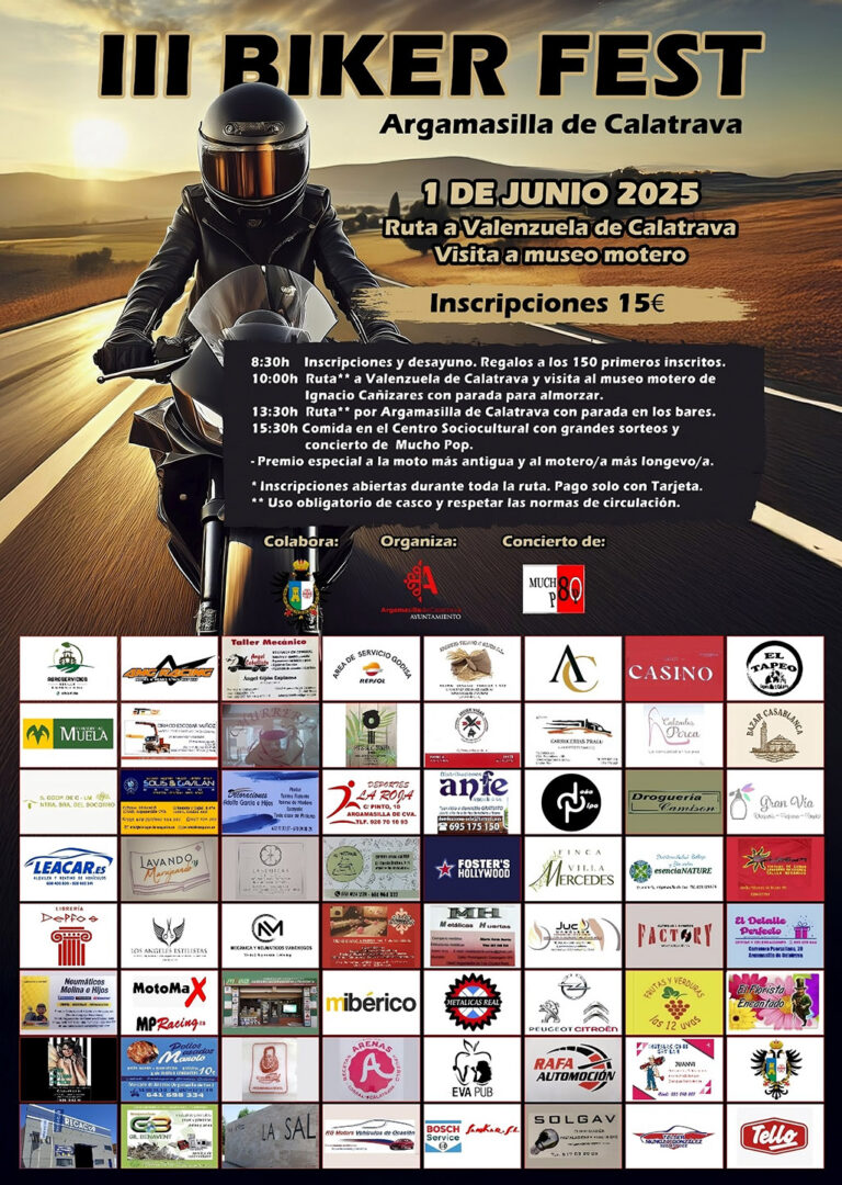 Argamasilla de Calatrava tiene ya definida la programación de su III Biker Fest, que se celebrará el 1 de junio