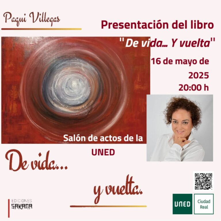 La escritora Paqui Villegas presenta este viernes en la UNED de Valdepeñas su poemario “De vida… y vuelta”