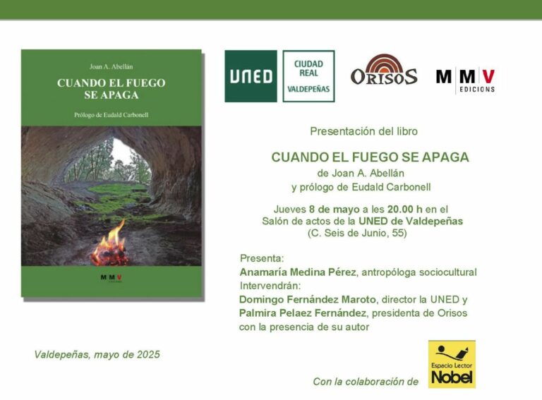 “Cuando el fuego se apaga”, de Joan A. Abellán se presenta este jueves en la UNED de Valdepeñas