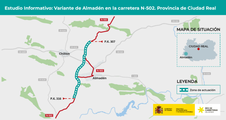 Adjudicado el estudio informativo de la variante de la N-502 en Almadén por más de medio millón de euros