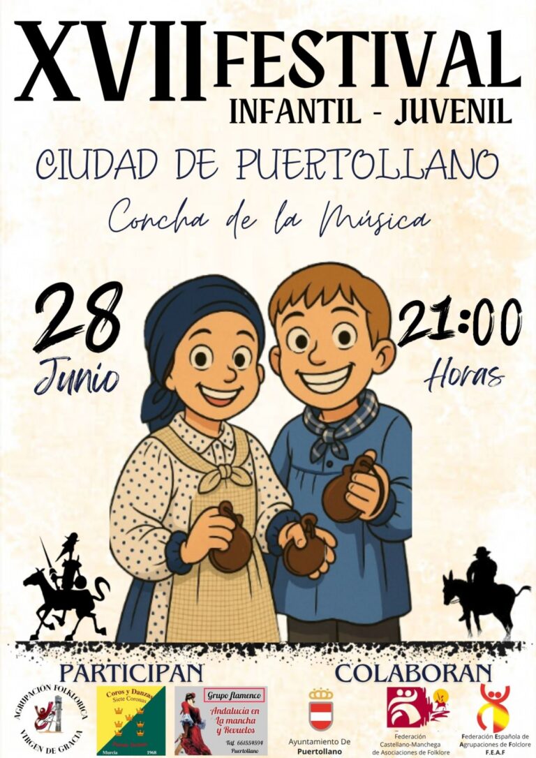 Puertollano: Los grupos «Virgen de Gracia», «Siete Coronas» de Murcia y «Andalucía en La Mancha» actuarán en el XVII Festival Infantil-Juvenil Puertollano: Los grupos «Virgen de Gracia», «Siete Coronas» de Murcia y «Andalucía en La Mancha» actuarán en el XVII Festival Infantil-Juvenil