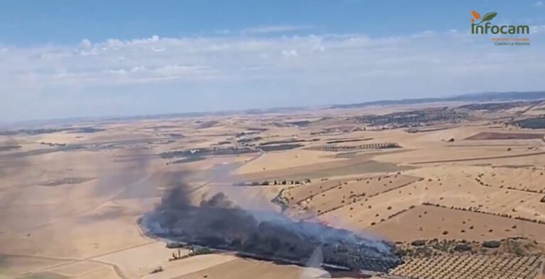 Un fuego en un camión provoca un incendio forestal en Alcolea de Calatrava y el corte de la N-430