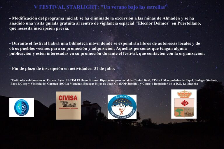 Ya hay programa definitivo para el V festival Starlight de El Hoyo