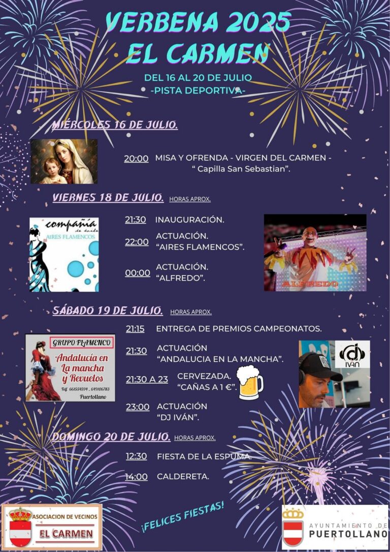 Puertollano: Actividades religiosas, noches de música, cervezada y caldereta en las fiestas de la barriada El Carmen