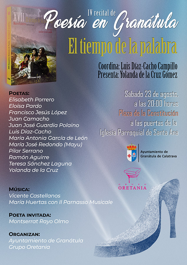 ‘Poesía en Granátula’ acogerá el recital poético “El tiempo de la palabra” del Grupo Oretania