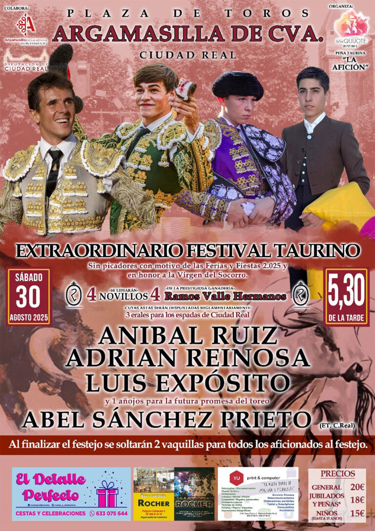 Argamasilla de Calatrava contará con un festival taurino con Aníbal Ruiz y el novillero local Luis Expósito