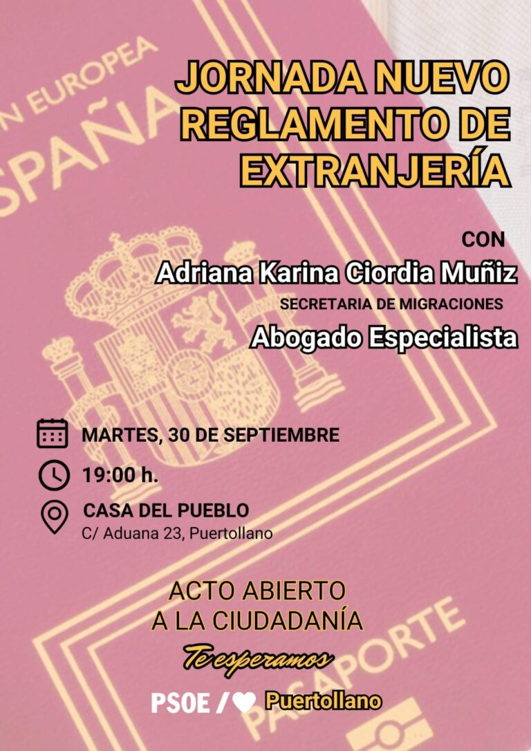 El PSOE de Puertollano invita a participar en la charla sobre extranjería