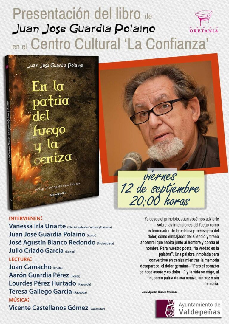 Juan José Guardia Polaino presenta su poemario ‘En la patria del fuego y la ceniza’ en ‘La Confianza’ de Valdepeñas
