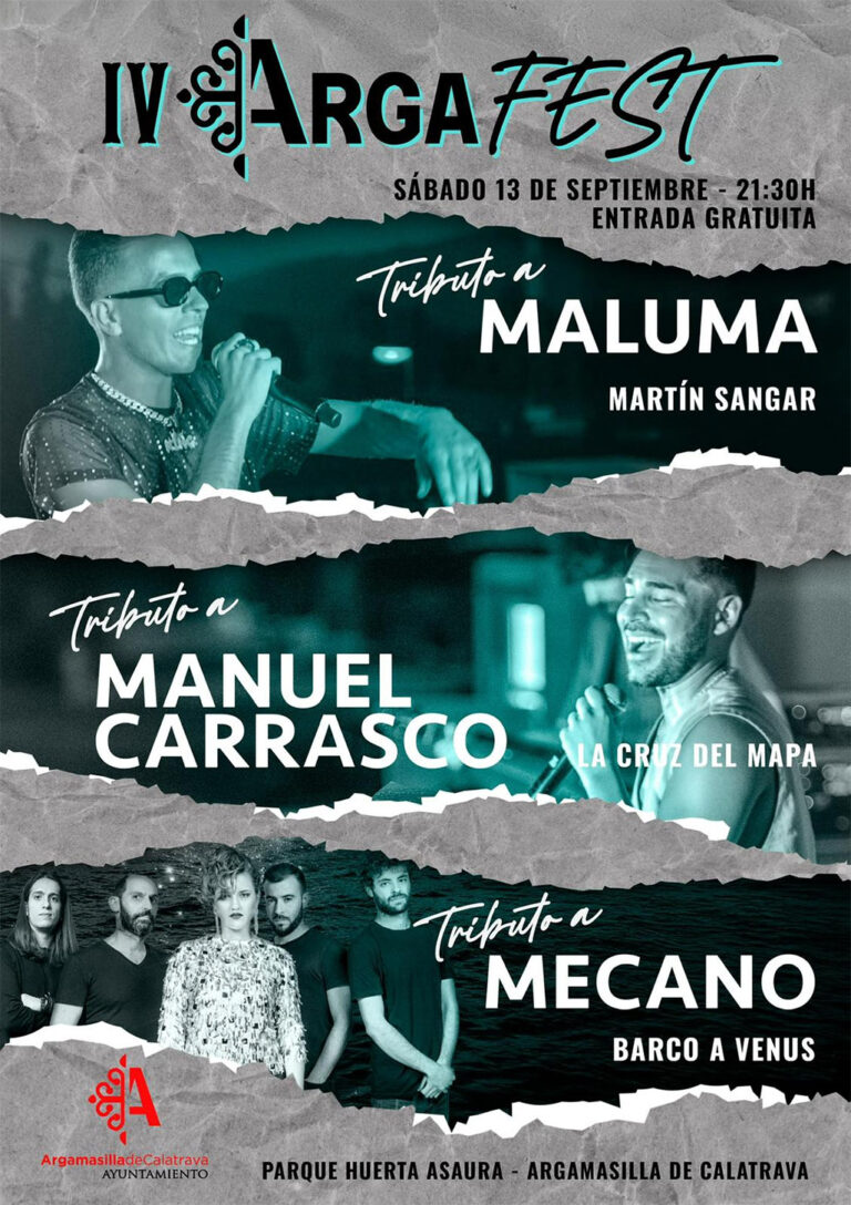 El IV ArgaFest traerá a Argamasilla de Calatrava los tributos a Maluma, Manuel Carrasco y Mecano
