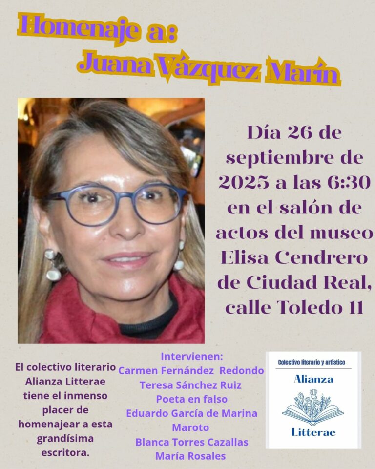 El Club de Lectura Alianza Litterae comenzará su temporada de encuentros con un homenaje a Juana Vázquez Marín