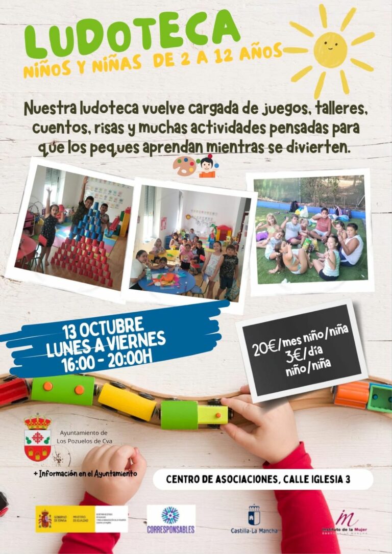 El Ayuntamiento de Los Pozuelos de Calatrava ofrece desde hoy el Plan Corresponsables para ayudar a las familias en la conciliación