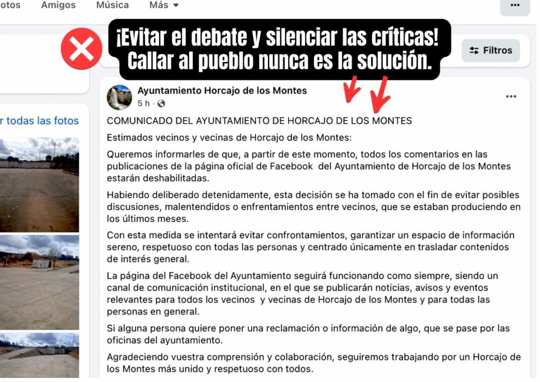 Comunicado del PP de Horcajo para silenciar las críticas