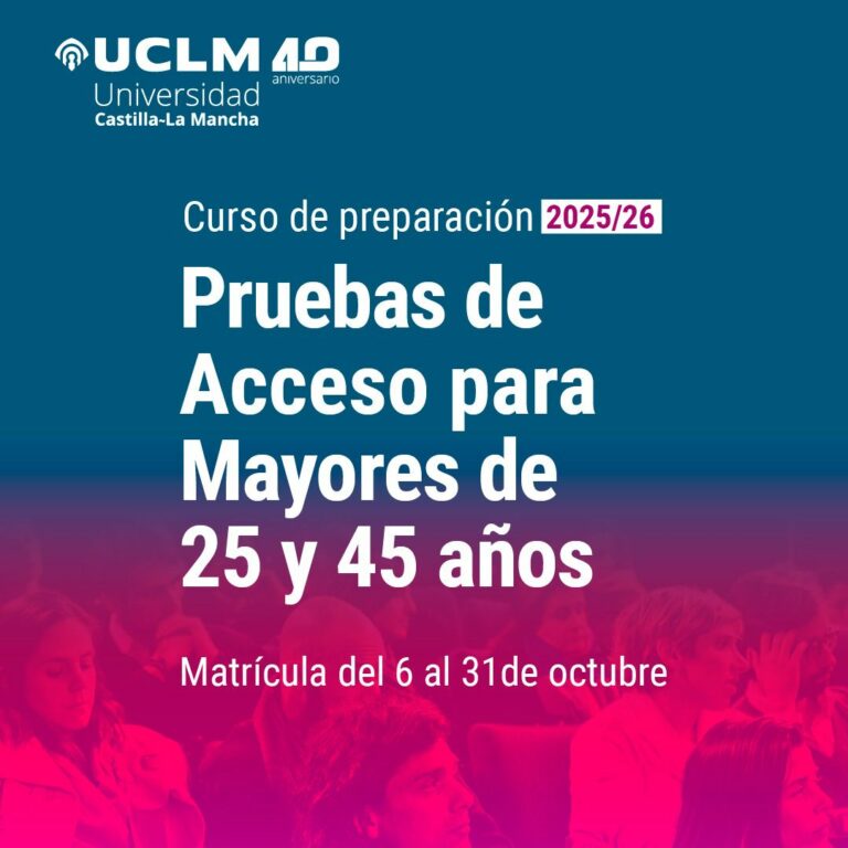 La UCLM abre hasta el 31 de octubre la matrícula del curso preparatorio para las pruebas de acceso para mayores de 25 y de 45 años