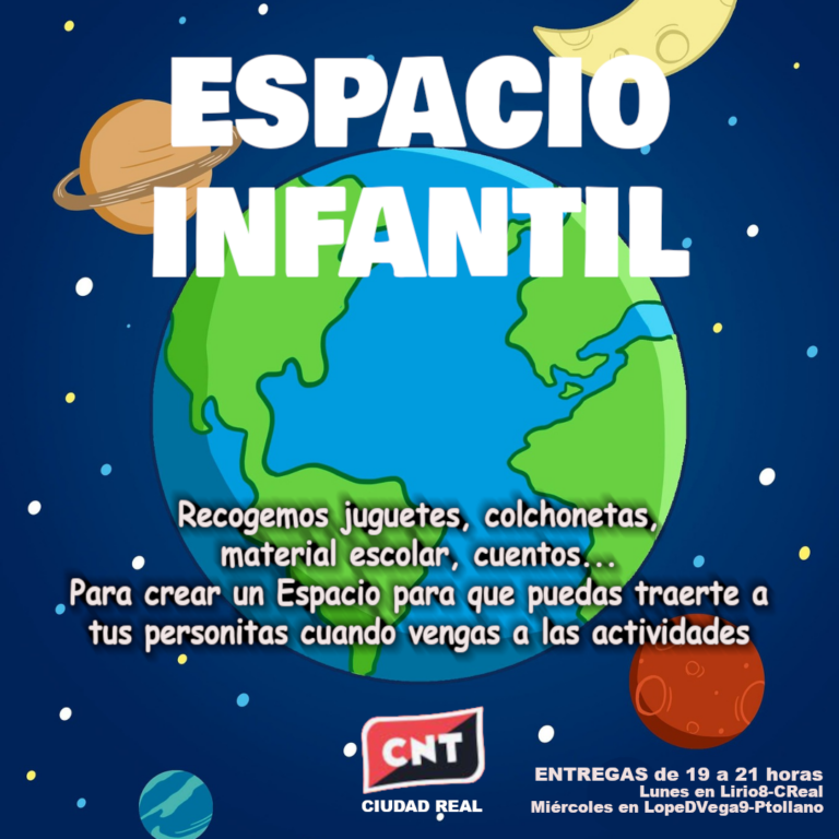 CNT Ciudad Real comienza una campaña de recogida de juguetes y material escolar